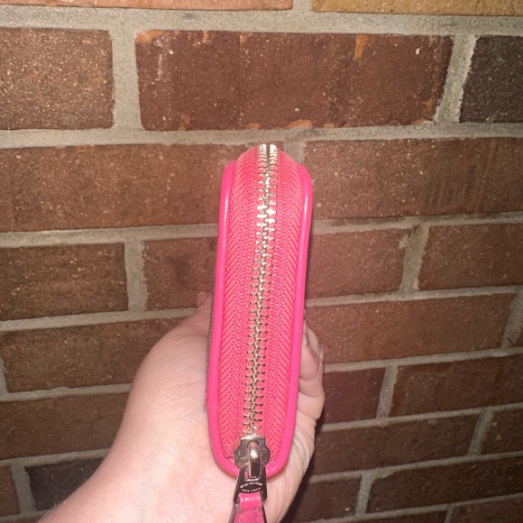 Coach Zip Around Accordion Long Wallet Signature Brown/Pink - Picture 4 of 8